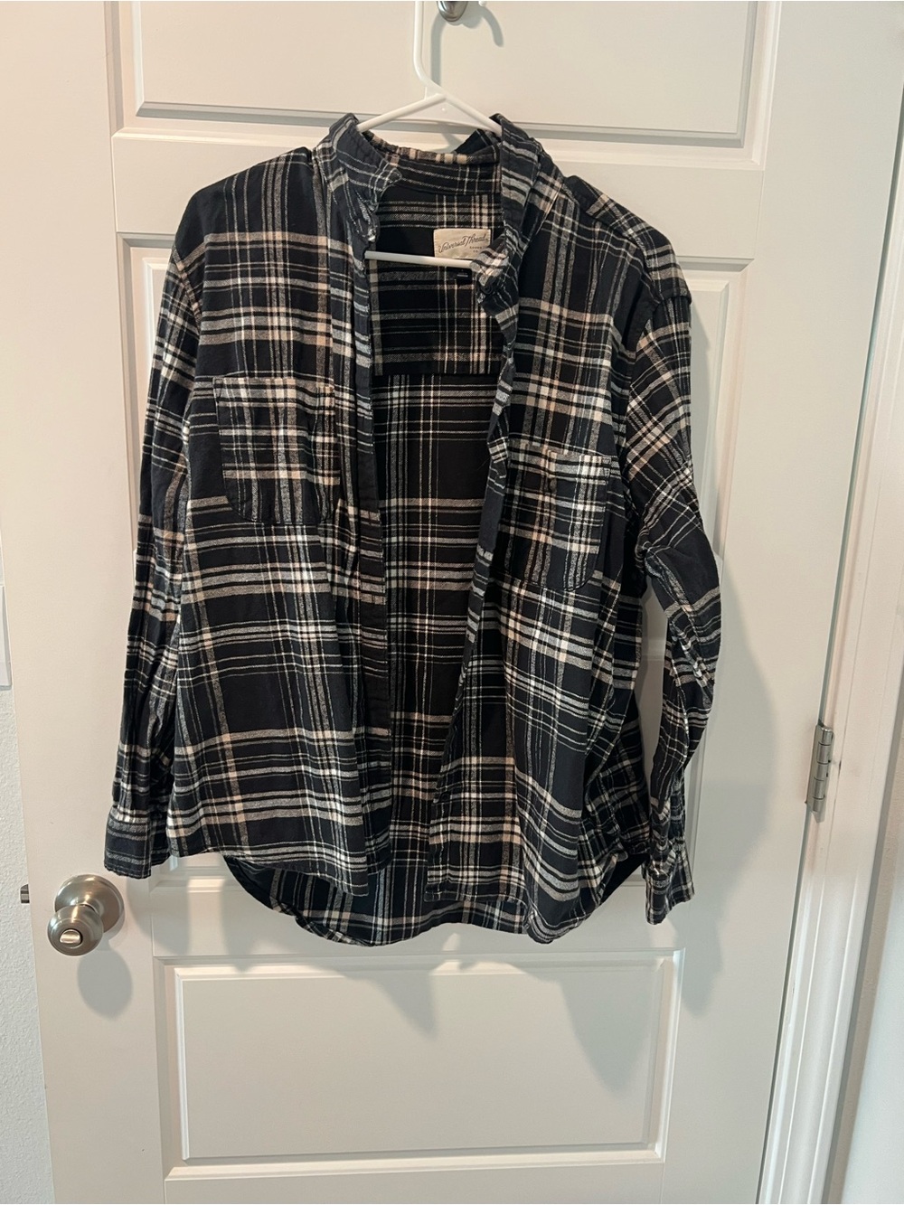 Black and White Plaid Women's Button-Up Shirt